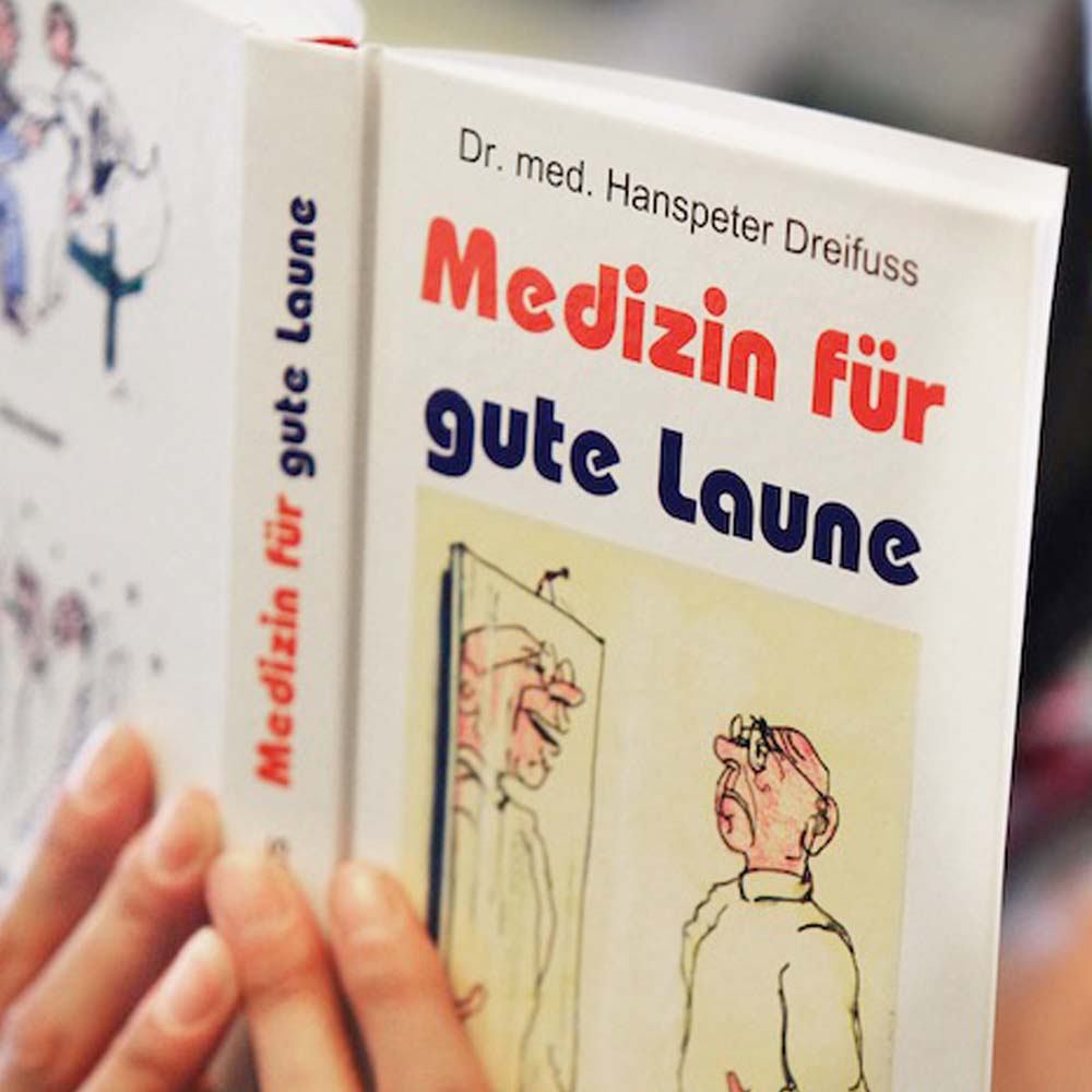 Humorbuch, Buch Medizin für gute Laune, Humor Buch, Hanspterter Dreifuss, Geschenkidee, Arzt, Ärzte, Bücher