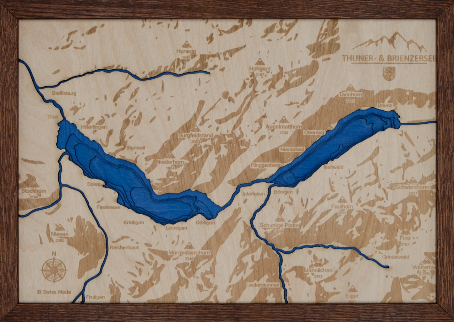 3D Wandkarte Thunersee und Brienzersee, 